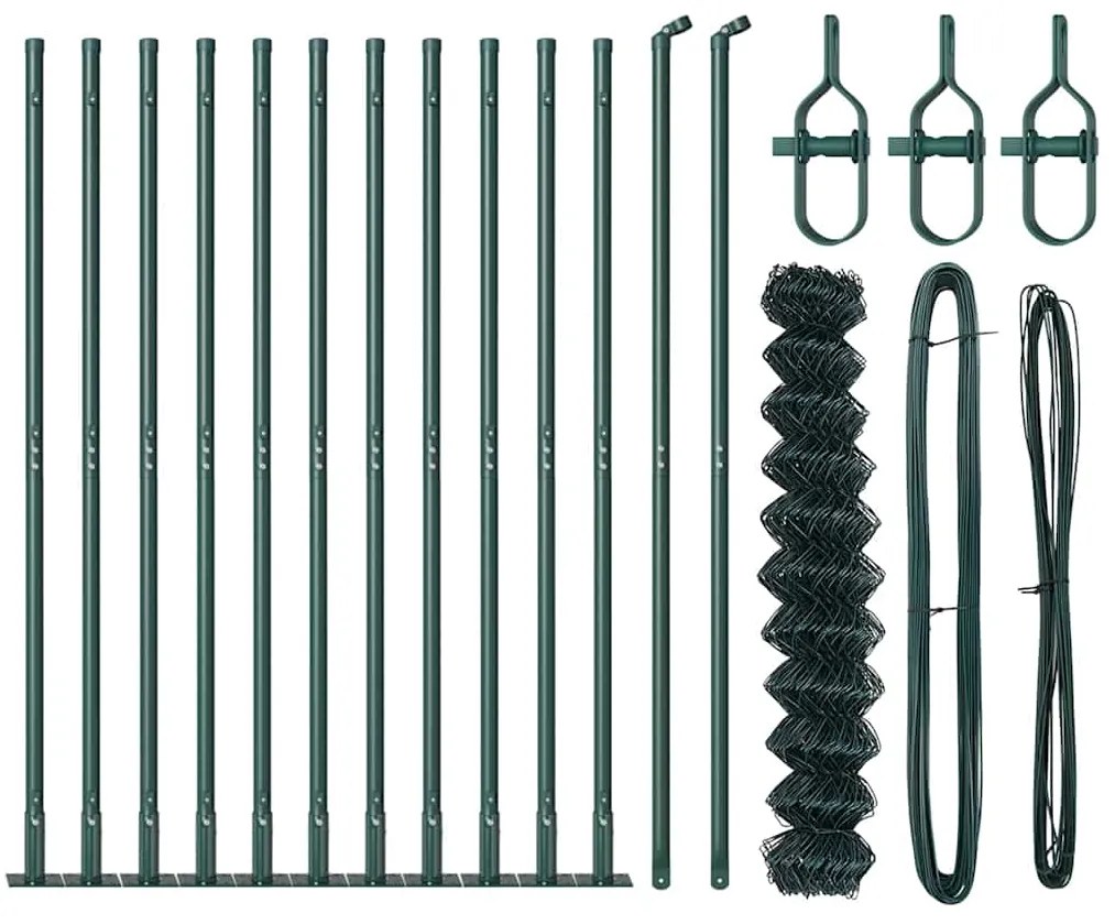 Conjunto de Postes de Cerca Prateado 25 x 0.8 m Aço Galvanizado