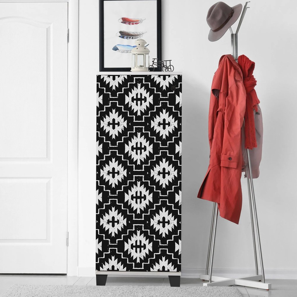 Móvel de Calçado Filinta – Branco/Preto – 50x127x38 cm