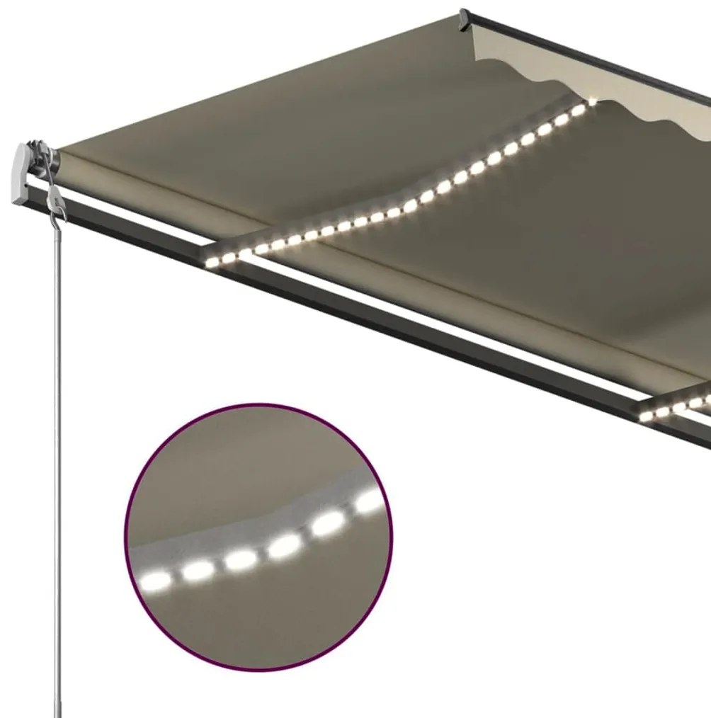 Toldo automático c/ LED e sensor de vento 4,5x3 m cor creme