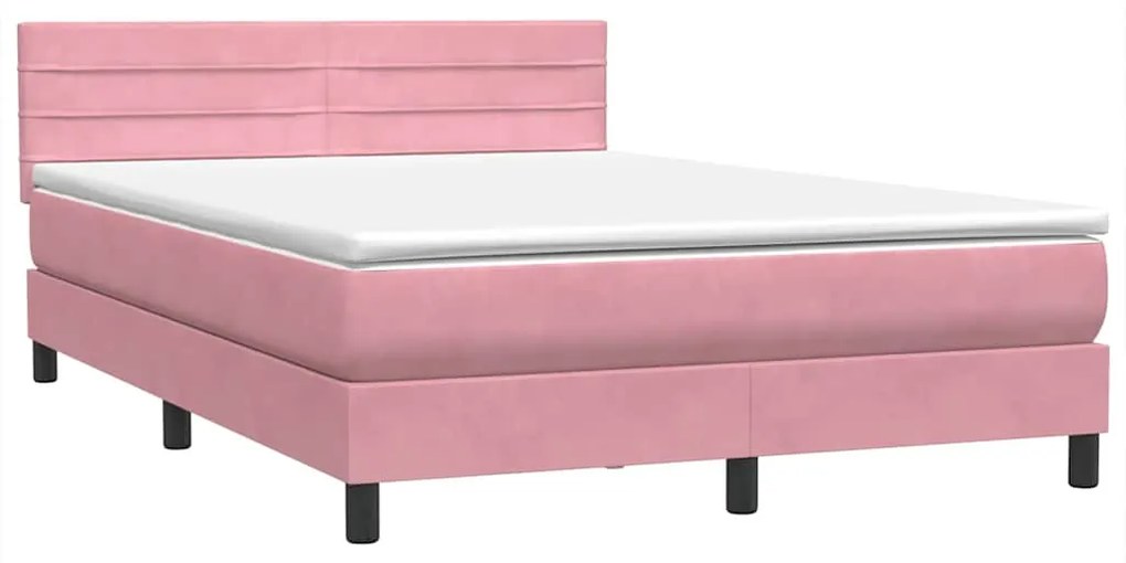 Cama com molas/colchão 140x210 cm veludo Rosa
