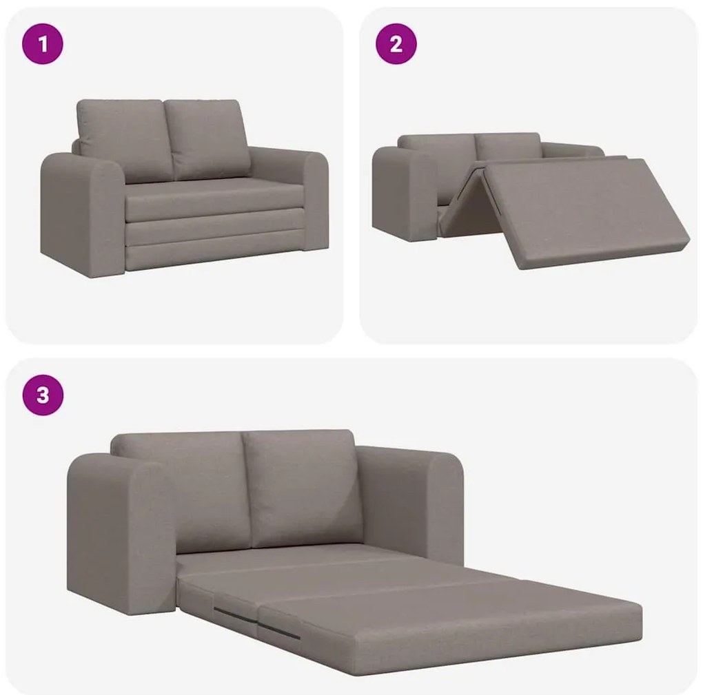 Sofá Cama de Chão 2-em-1 Taupe 148x71x83 cm Tecido