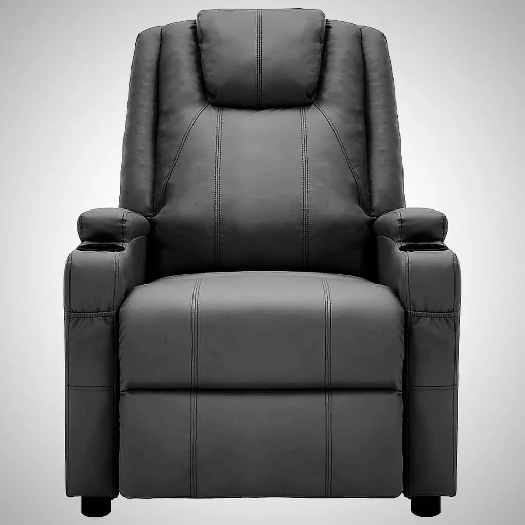 Poltrona Kaila de Massagens Reclinável em Couro Artificial - Cinzento