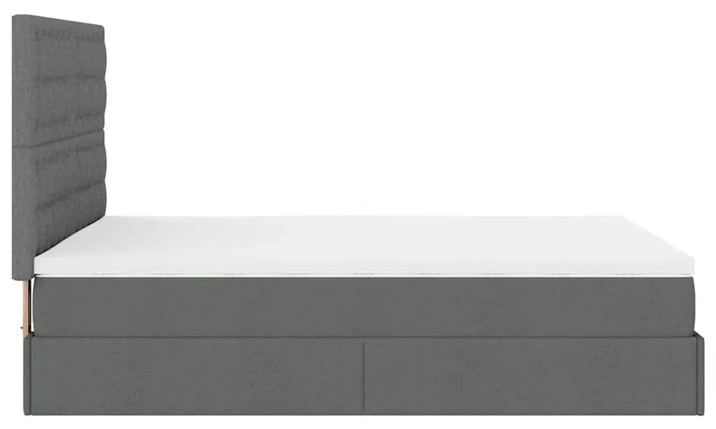 Estrutura de cama otomana com colchão 140x190cm cinzento escuro