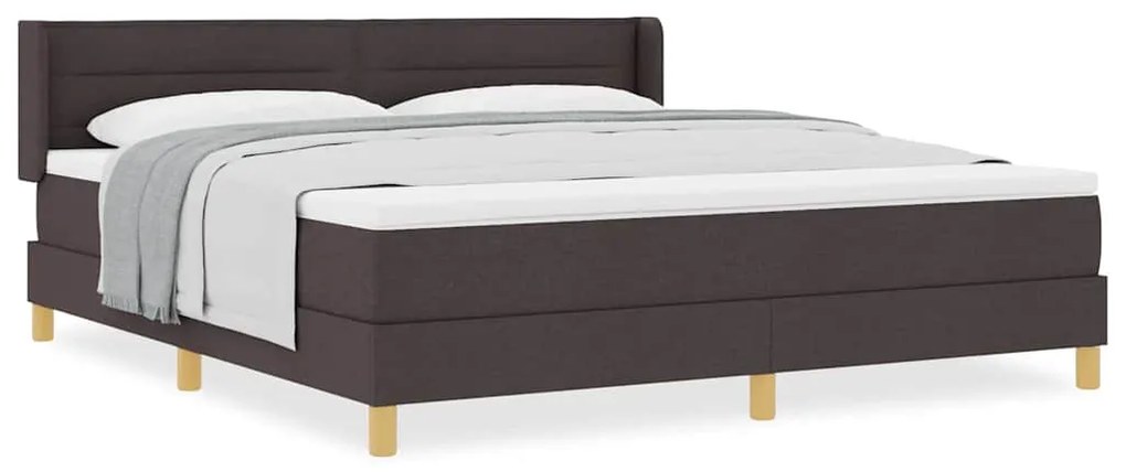 Cama Box Marrom Escuro e Branco 180 x 200 cm Poliéster