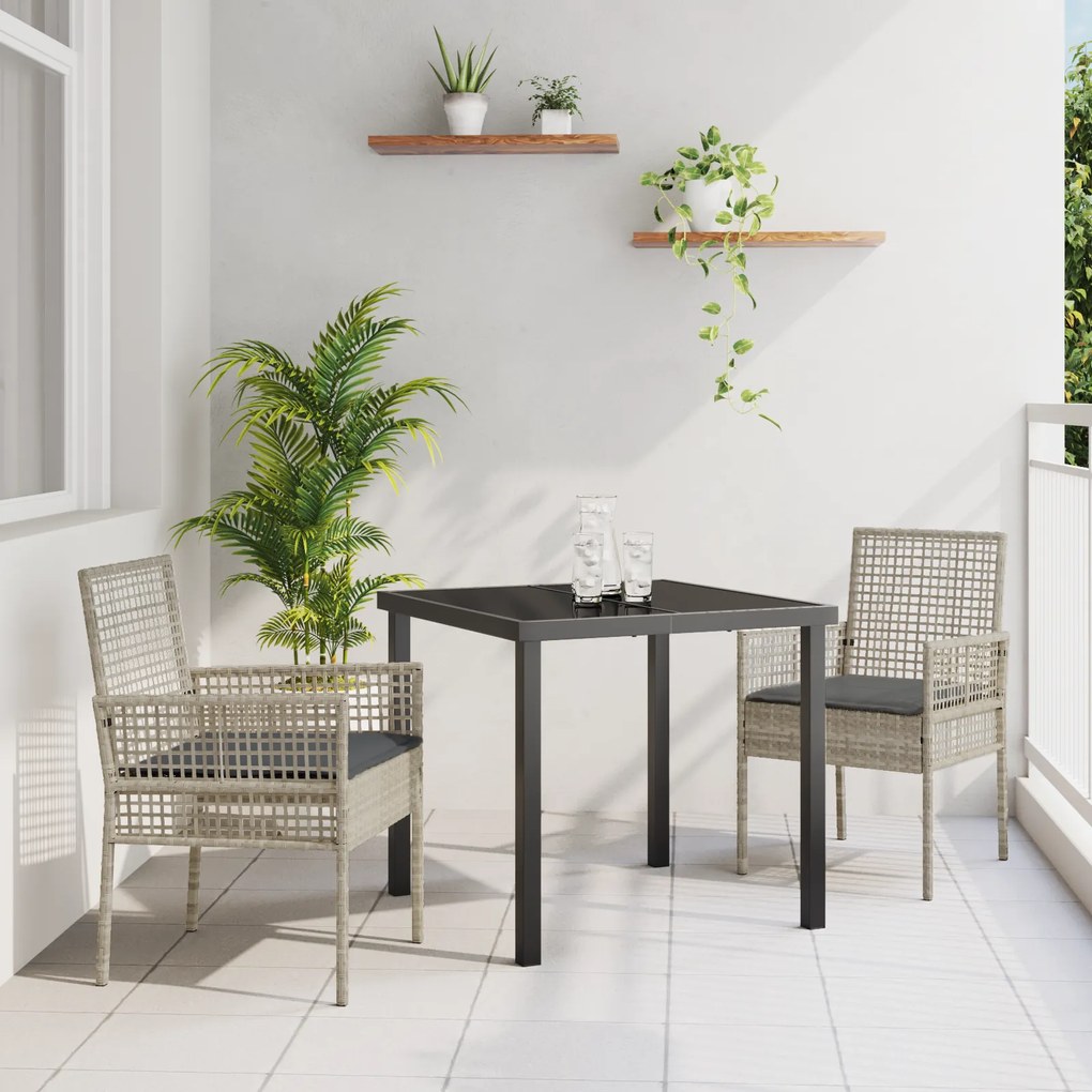 Cadeiras de Jardim vidaXL 2 pcs com Almofadas Cinza Claro Vime