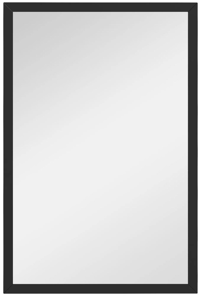 HOMCOM Espelho de Parede Retangular 60x40 cm Moldura em Madeira Preta Ideal para Casa de Banho Sala ou Quarto | Aosom Portugal