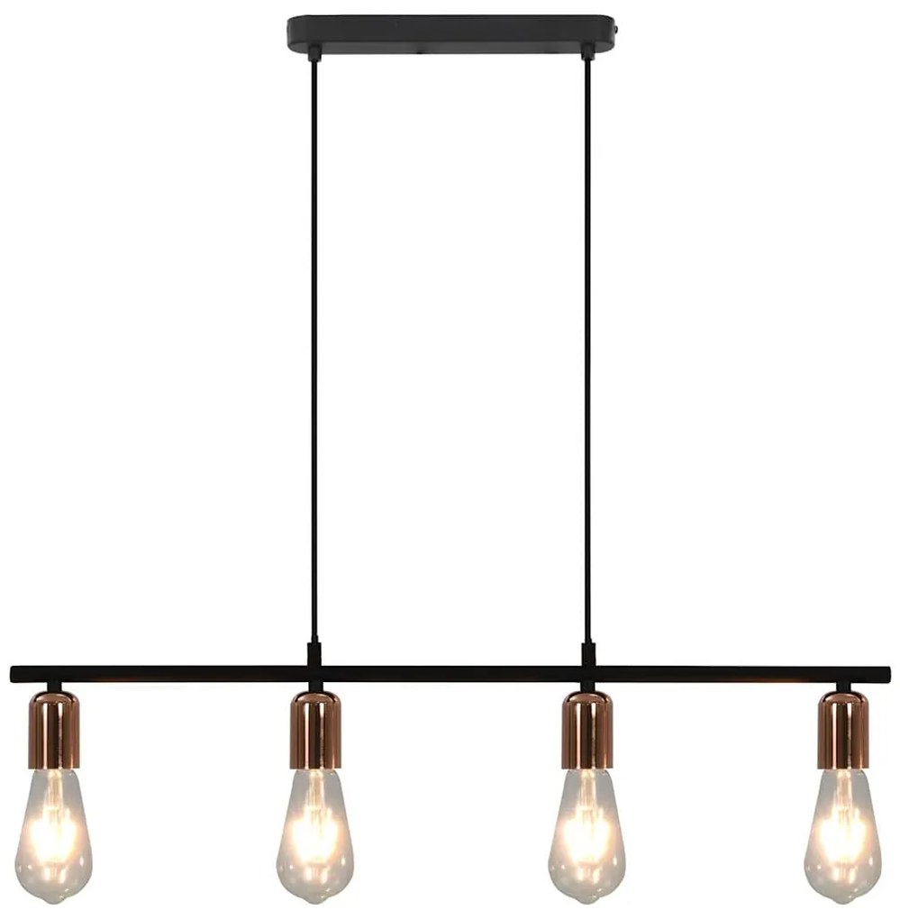 vidaXL Candeeiro teto lâmpadas incandescência 2W preto/cobre 80cm E27