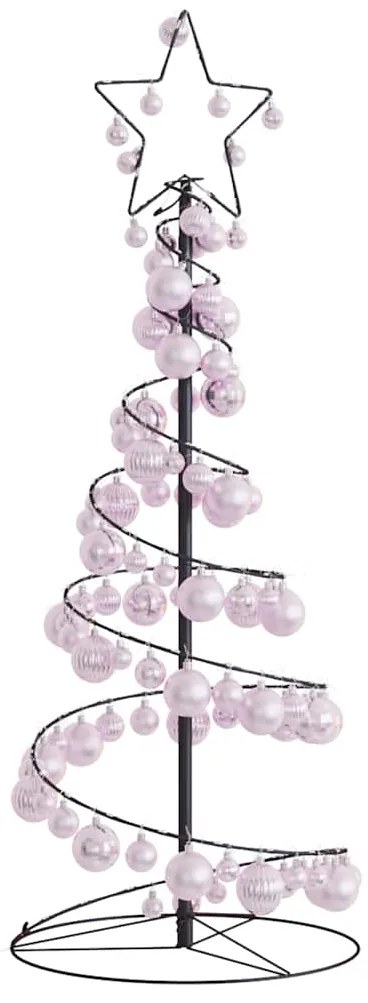 vidaXL Árvore de Natal LED com Baubles 80 LEDs Branco Quente 120 cm