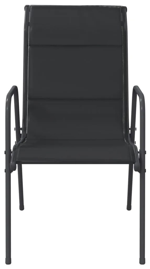 Cadeiras de jardim 2 pcs aço e textilene preto
