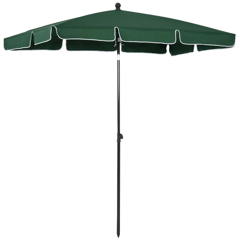 Outsunny Chapéu de Sol Retangular de Jardim 198x130x240cm Chapéu de Sol de Alumínio com Função de Inclinação para Terraço Pátio Exterior Verde