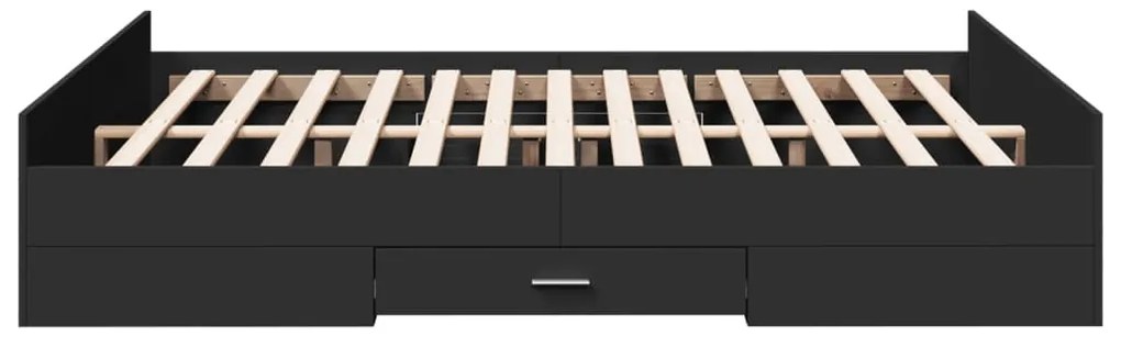 Estrutura de cama c/ gavetas 150x200 cm derivados madeira preto