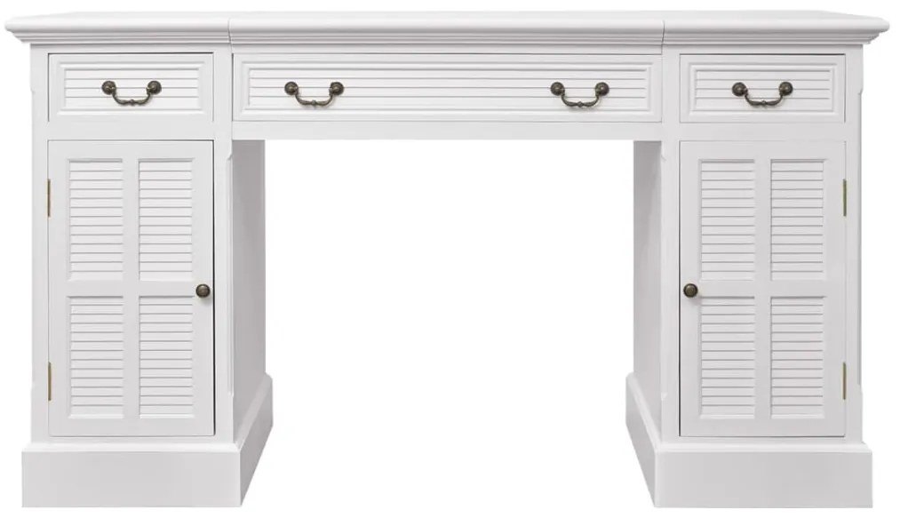 Secretária de base dupla estilo pedestal 140x48x80 cm branco