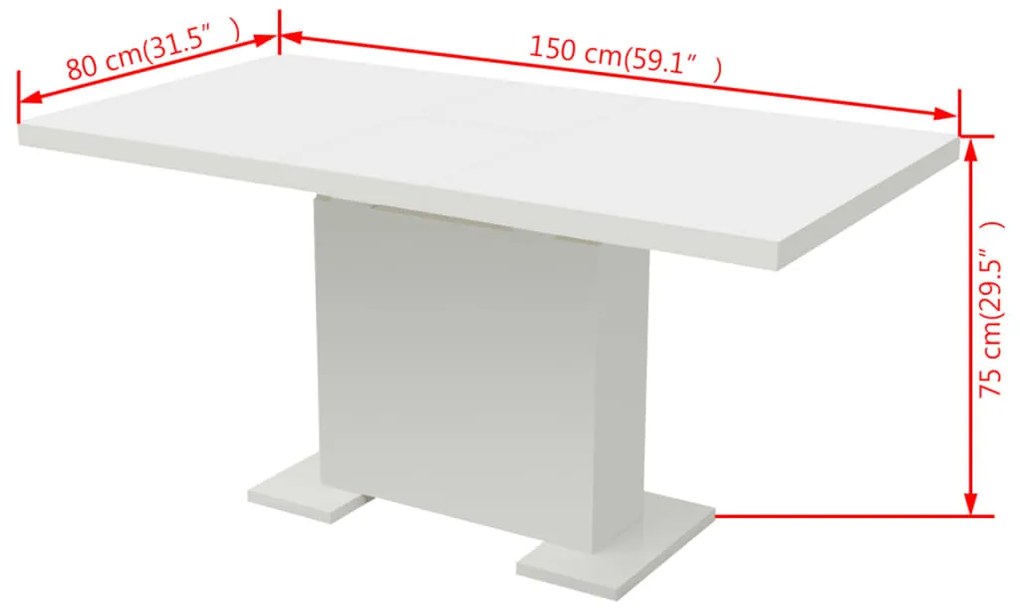 Mesa de jantar extensível, branco brilhante