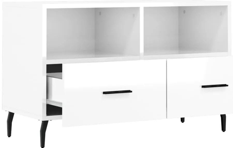 Móvel de TV 80x36x50 cm derivados de madeira branco brilhante