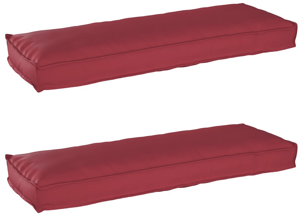 vidaXL almofadas para banco 2 pcs Bordô 120x40x8 cm tecido Oxford
