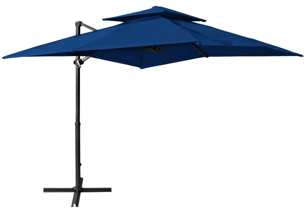 vidaXL Guarda-sol jardim cantilever toldo duplo 250x250 cm azul-ciano