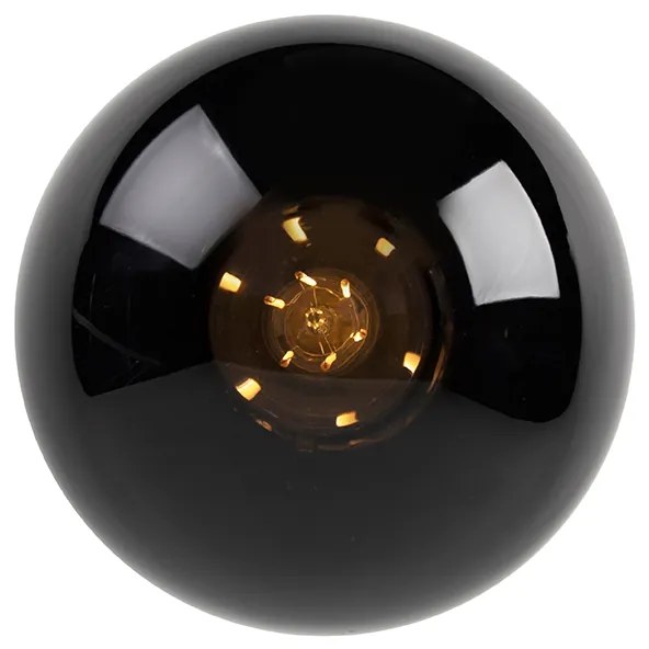 Candeeiro de teto Art Deco latão com vidro preto - Pallon Art Deco
