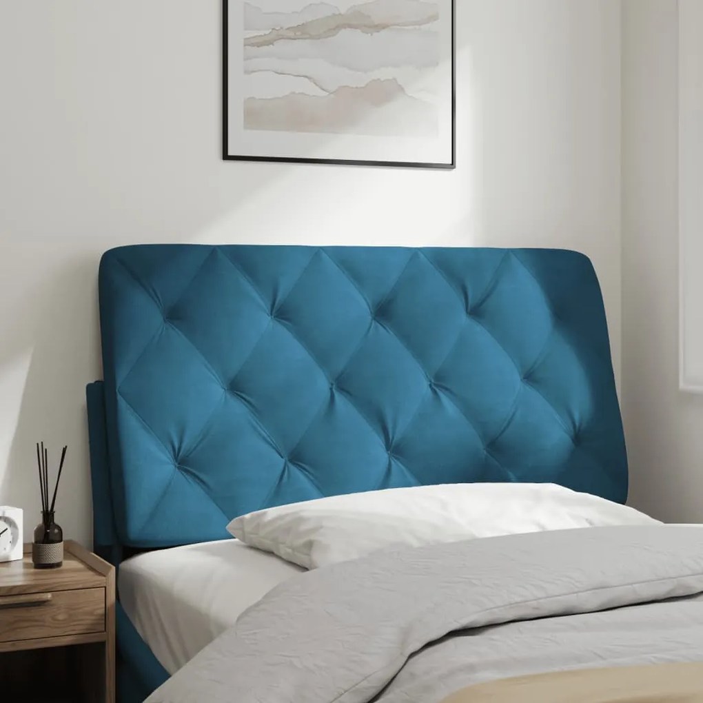 Almofadão de cabeceira 100 cm veludo azul