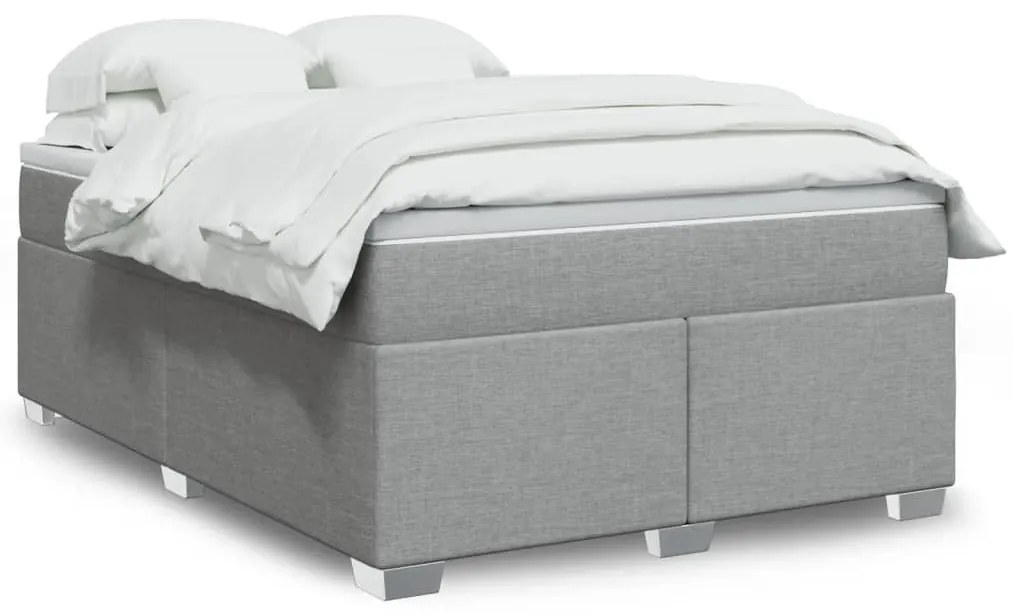 vidaXL Cama com molas/colchão 140x200 cm tecido cinzento-claro
