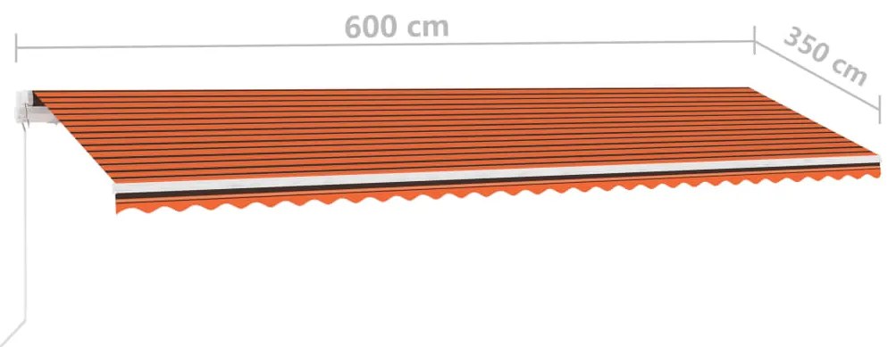 Toldo retrátil manual com LED 600x350 cm laranja e castanho