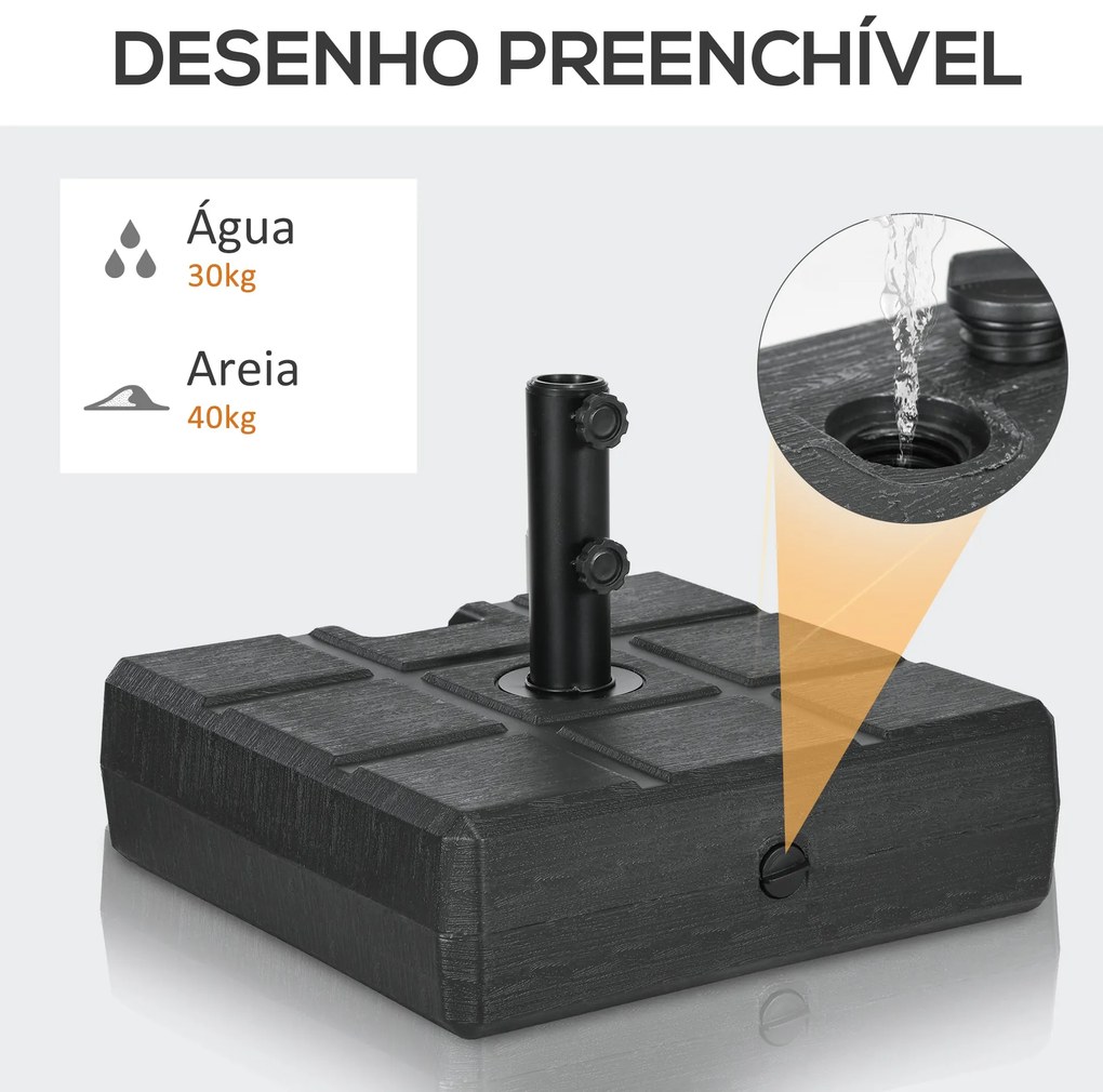 Base de Chapéu de Sol Retangular Suporte para Chapéu de Sol Preenchíve