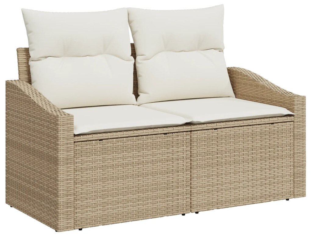 Conjunto de Sofá de Jardim de 8 Peças com Almofadas Bege de Rattan Pol