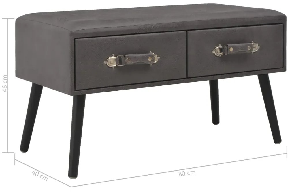Mesa de centro 80x40x46 cm couro artificial cinzento