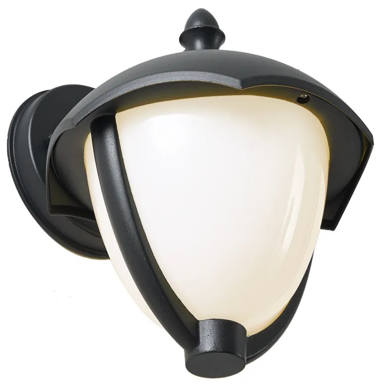 Aplique de parede inteligente para exterior preto com vidro opalino incluindo LED IP54 - Classica Clássico / Antigo