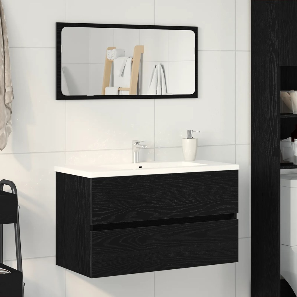 vidaXL Armário de Pia Carvalho Preto 80x38.5x45 cm Madeira Engenharia