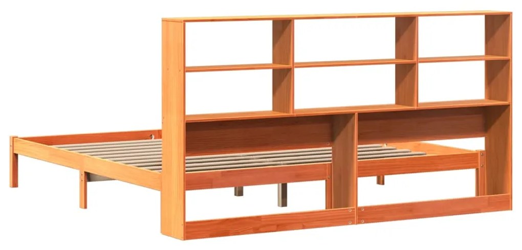 Cama com estante sem colchão 200x200 cm pinho maciço