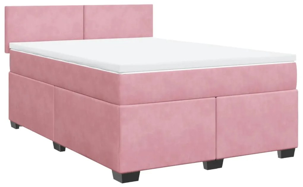 Cama com molas/colchão 160x200 cm veludo rosa