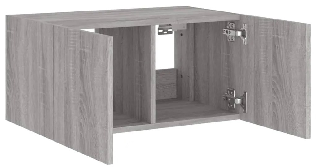 Móvel de parede p/ TV c/ luzes LED 60x35x31 cm cinzento sonoma