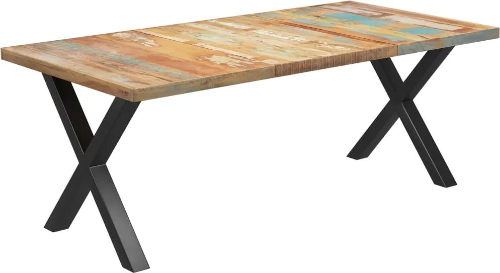 Mesa jantar pernas em X 200x100x77 cm madeira recuperada maciça