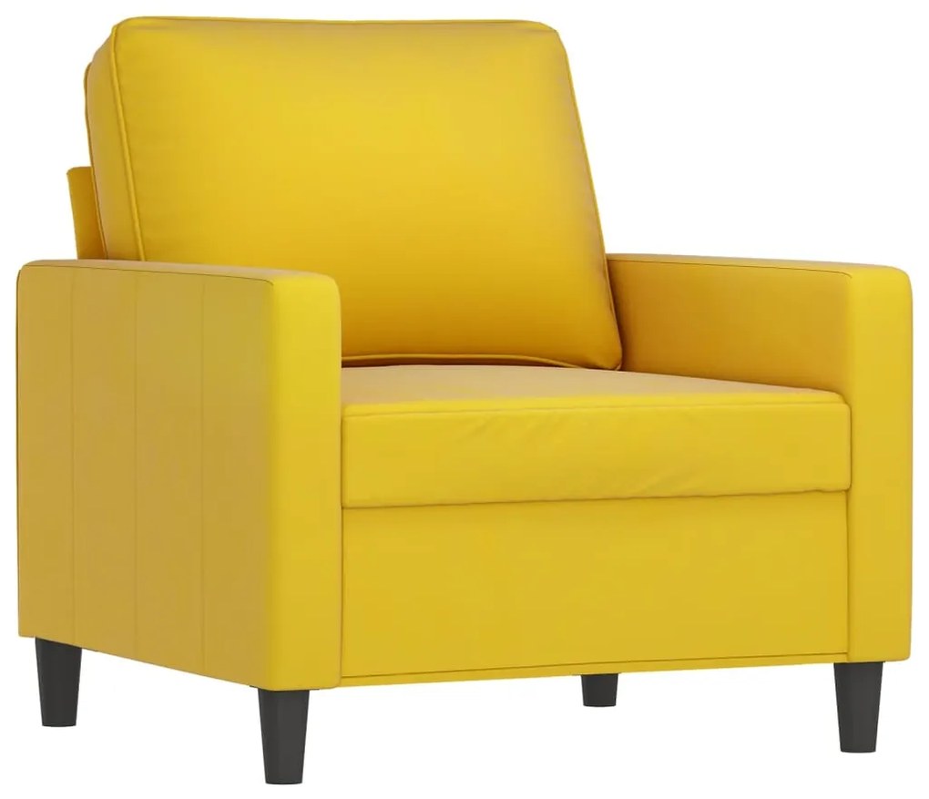 3 pcs conjunto de sofás com almofadas veludo amarelo