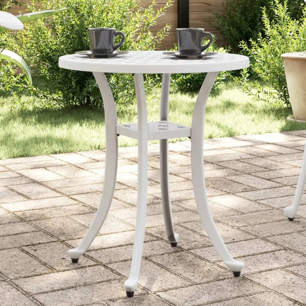 vidaXL Mesa de jardim Ø48x53 cm alumínio fundido branco