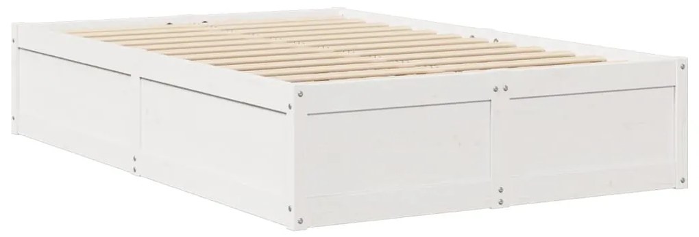Cama com colchão 120x190 cm madeira de pinho maciça branco