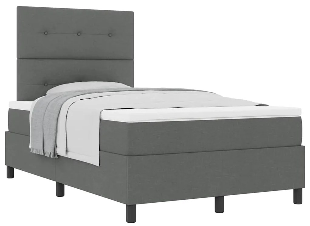 Cama Box Spring com Colchão Cinza Escuro 120x200 cm Tecido