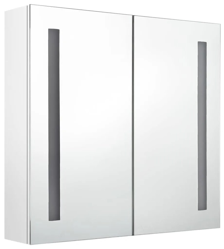 Armário espelhado casa de banho LED 62x14x60cm branco brilhante