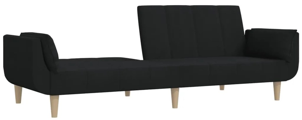 Sofá-cama 2 lugares com duas almofadas tecido preto