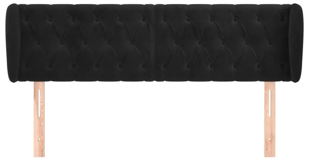 Cabeceira de cama c/ abas veludo 163x23x78/88 cm preto