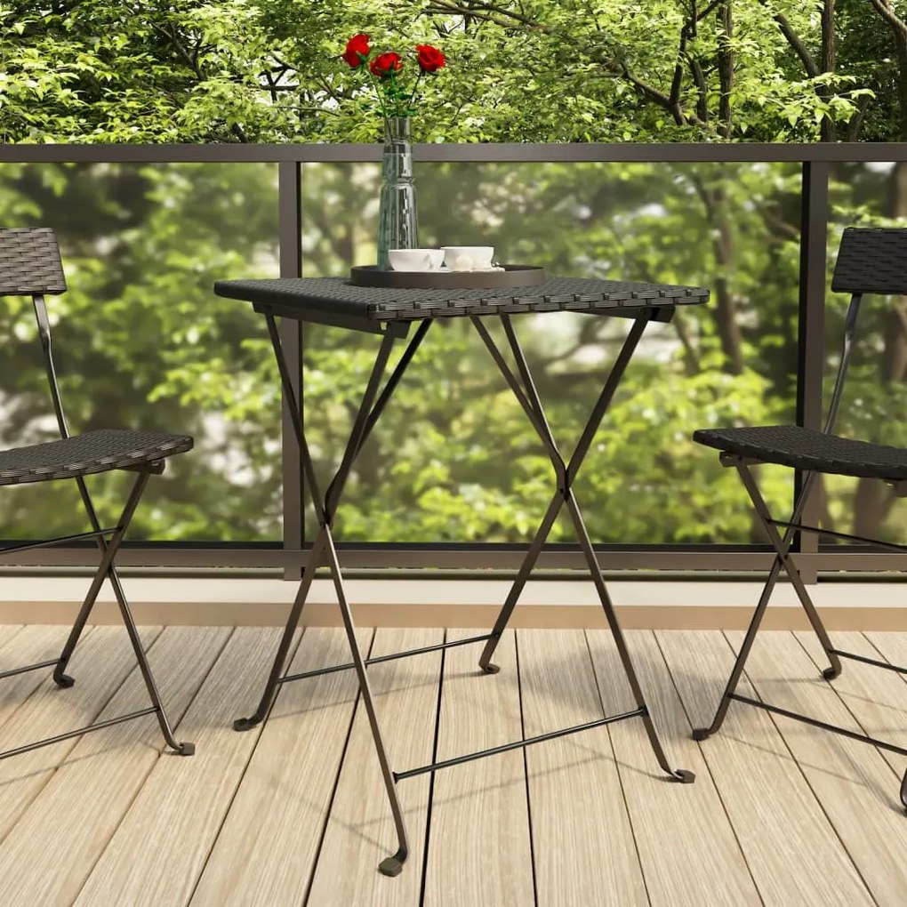 vidaXL Mesa de bistrô dobrável 55x54x71 cm vime PE preto