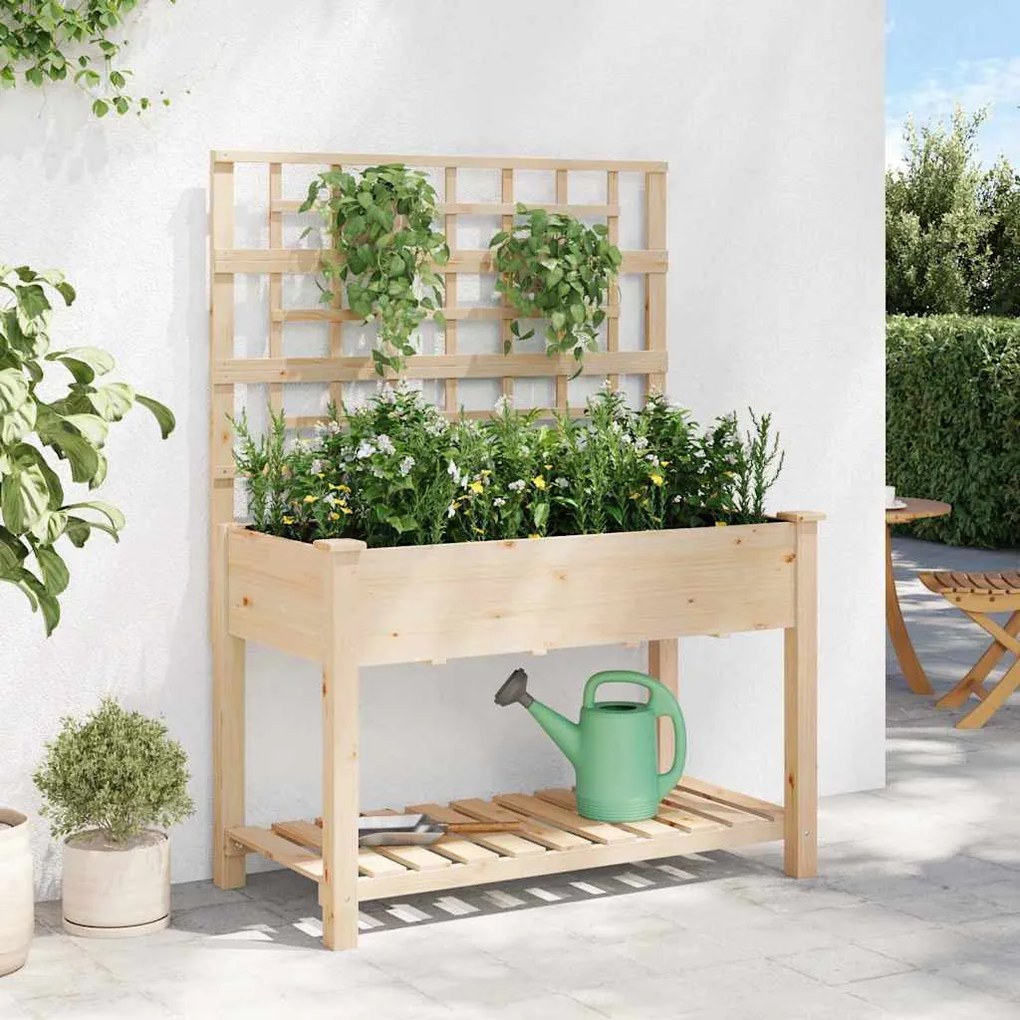 Plantador de Jardim vidaXL com Treliça e Estante 115x59x152 cm de Made