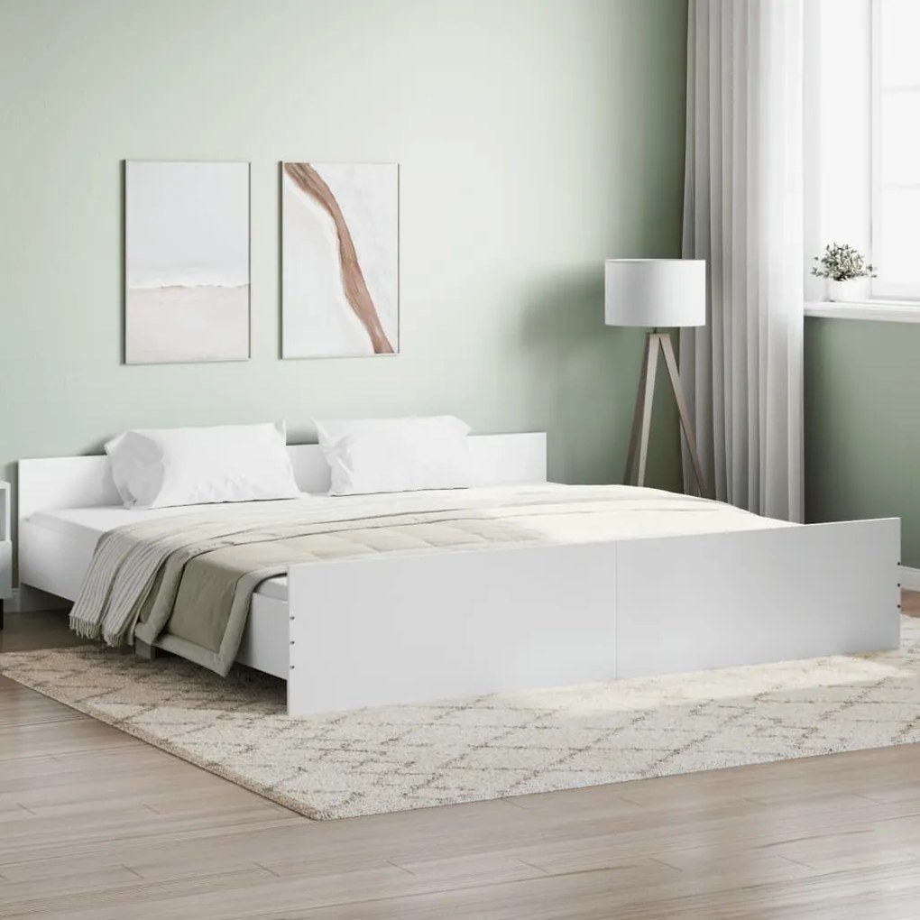 vidaXL Estrutura de cama c/ painéis cabeceira e pés 200x200 cm branco