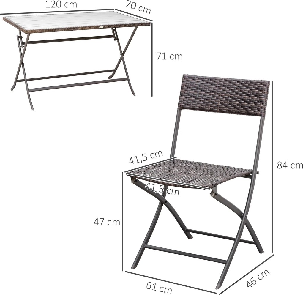 Conjunto de Refeição para Jardim – Ravello – 120x70 cm – Castanho – Vi