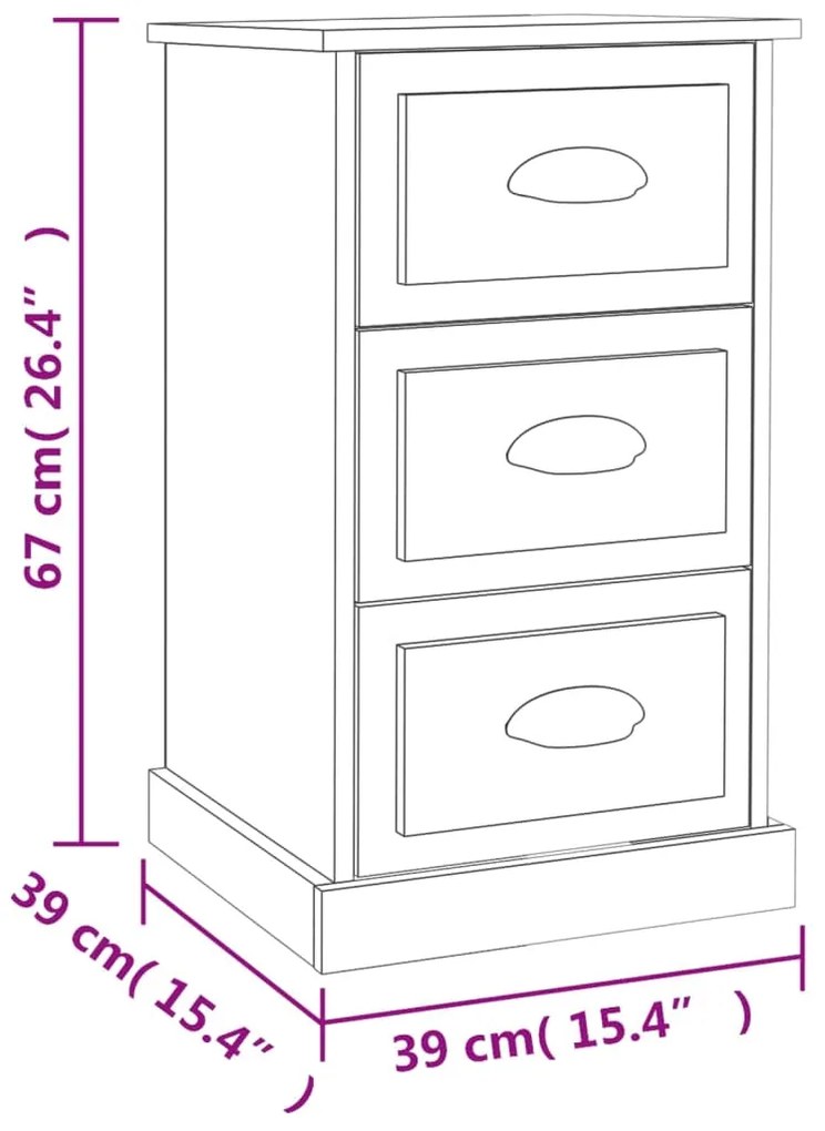 Mesa de cabeceira 39x39x67 cm derivados madeira cinzento sonoma