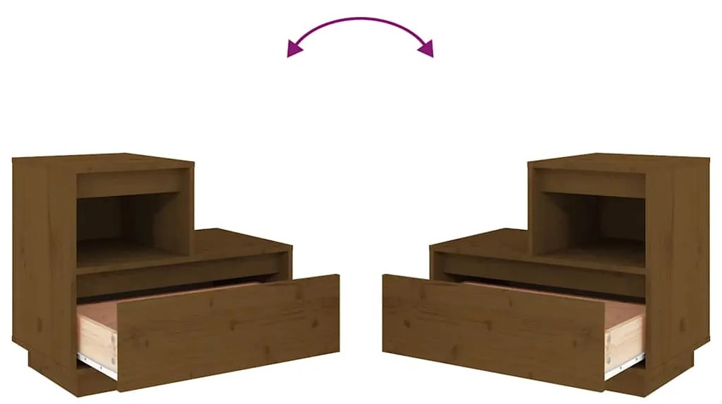 Mesas de cabeceira 2 pcs 60x34x51 cm pinho maciço castanho mel
