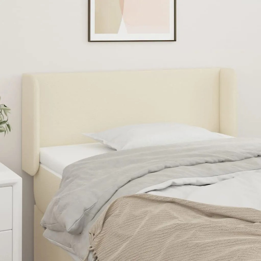 vidaXL Cabeceira de cama c/ abas couro artificial 83x16x78/88 cm creme
