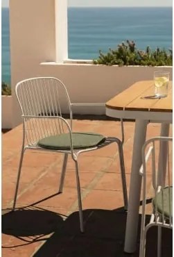 Pack De 2 Cadeiras De Jardim Com Apoios De Braços Em Aço Anerina Gardénia Branco & Verde Azeitona Intenso - Sklum