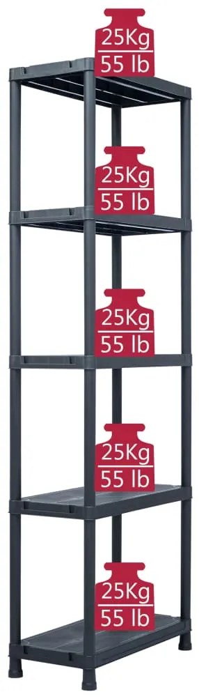 Estantes de arrumação 2 pcs preto 125 Kg 60x30x180 cm plástico