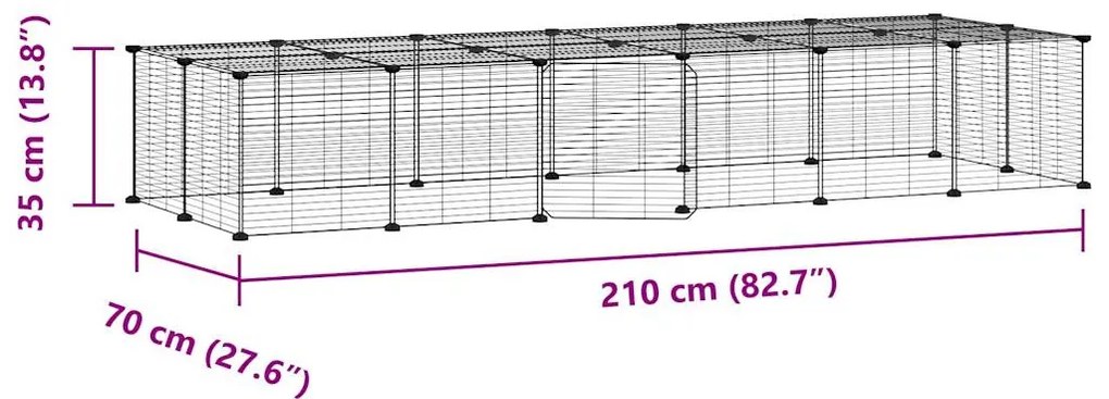 Gaiola p/ animais de 28 painéis c/ porta 35x35 cm aço preto
